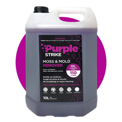 Purple Strike moss and mould remover 10 litre container on a white background